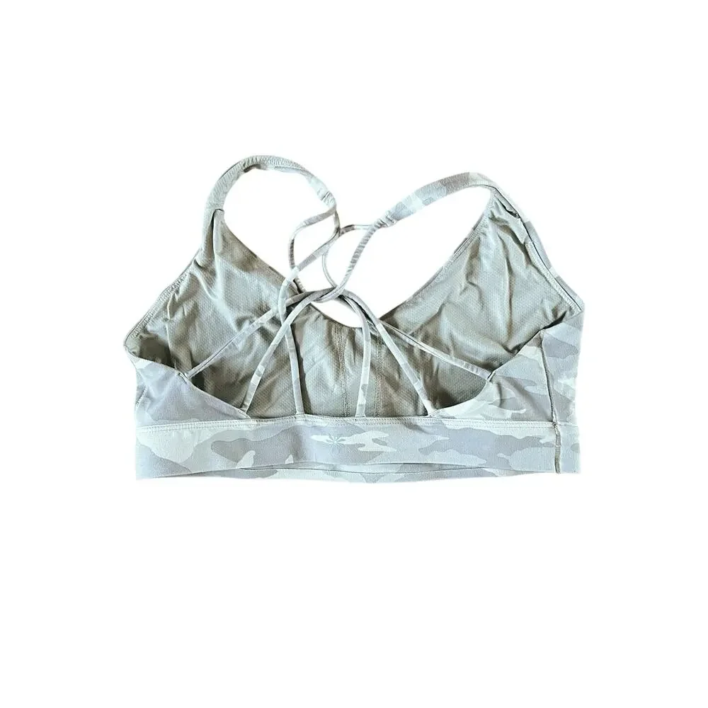 ATHLETA Camo Warrior Bra Gray White Strappy | Women's Medium